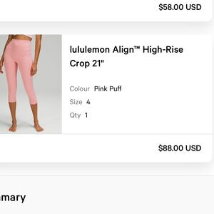 Lululemon Align High Rise Crop 21”